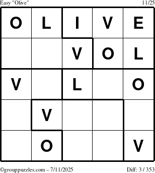 The grouppuzzles.com Easy Olive puzzle for Friday July 11, 2025