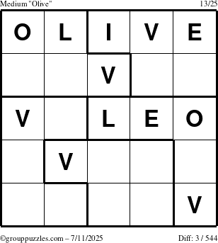 The grouppuzzles.com Medium Olive puzzle for Friday July 11, 2025