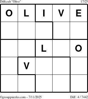 The grouppuzzles.com Difficult Olive puzzle for Friday July 11, 2025