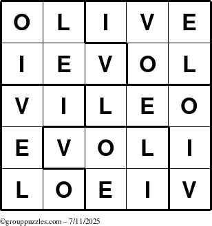The grouppuzzles.com Answer grid for the Olive puzzle for Friday July 11, 2025