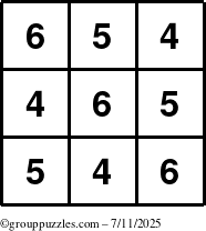 The grouppuzzles.com Answer grid for the TicTac-456 puzzle for Friday July 11, 2025