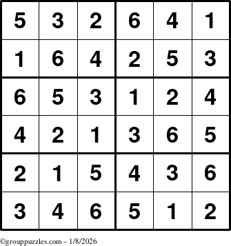 The grouppuzzles.com Answer grid for the Sudoku-Junior puzzle for Thursday January 8, 2026