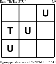 The grouppuzzles.com Easy TicTac-STU puzzle for Thursday January 8, 2026