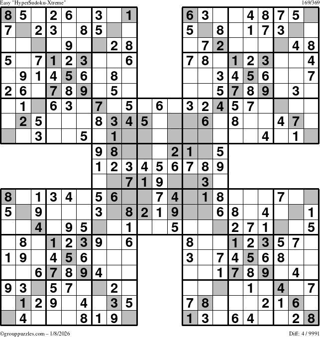 The grouppuzzles.com Easy cover-HyperXtreme puzzle for Thursday January 8, 2026