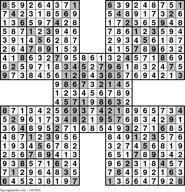 The grouppuzzles.com Answer grid for the cover-HyperXtreme puzzle for Thursday January 8, 2026