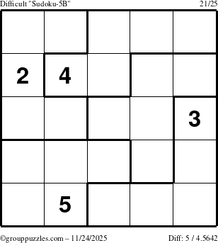 The grouppuzzles.com Difficult Sudoku-5B puzzle for Monday November 24, 2025