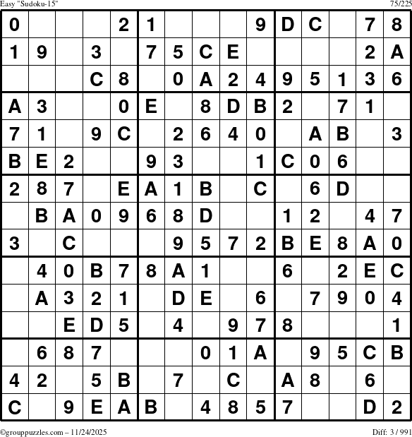 The grouppuzzles.com Easy Sudoku-15 puzzle for Monday November 24, 2025