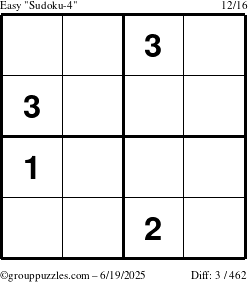 The grouppuzzles.com Easy Sudoku-4 puzzle for Thursday June 19, 2025