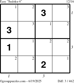 The grouppuzzles.com Easy Sudoku-4 puzzle for Thursday June 19, 2025 with all 3 steps marked