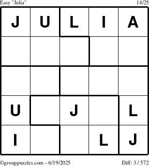 The grouppuzzles.com Easy Julia puzzle for Thursday June 19, 2025