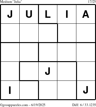 The grouppuzzles.com Medium Julia puzzle for Thursday June 19, 2025