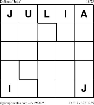 The grouppuzzles.com Difficult Julia puzzle for Thursday June 19, 2025
