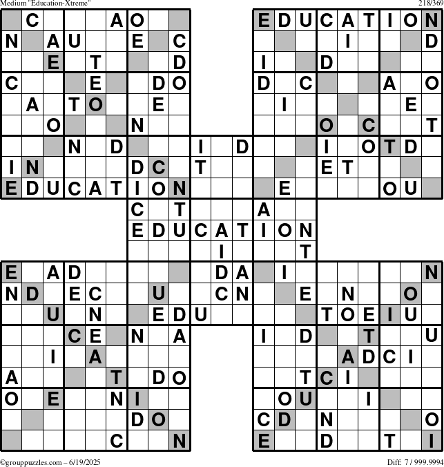 The grouppuzzles.com Medium Education-Xtreme puzzle for Thursday June 19, 2025