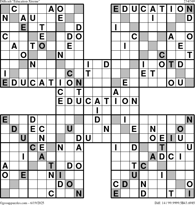 The grouppuzzles.com Difficult Education-Xtreme puzzle for Thursday June 19, 2025