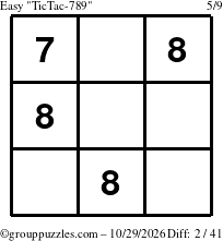 The grouppuzzles.com Easy TicTac-789 puzzle for Thursday October 29, 2026