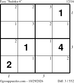The grouppuzzles.com Easy Sudoku-4 puzzle for Thursday October 29, 2026 with all 3 steps marked