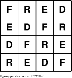 The grouppuzzles.com Answer grid for the Fred puzzle for Thursday October 29, 2026