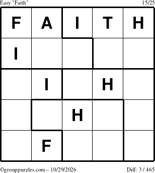 The grouppuzzles.com Easy Faith puzzle for Thursday October 29, 2026