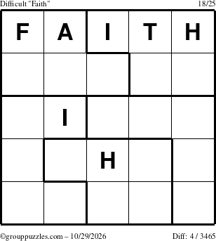 The grouppuzzles.com Difficult Faith puzzle for Thursday October 29, 2026