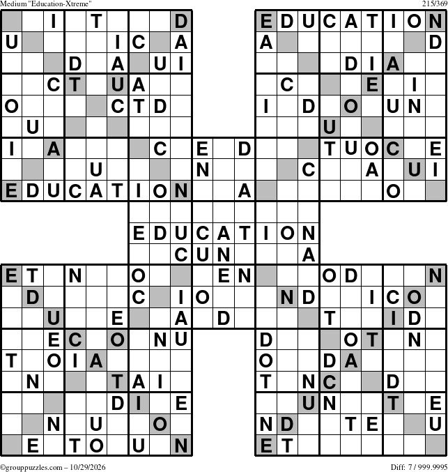 The grouppuzzles.com Medium Education-Xtreme puzzle for Thursday October 29, 2026