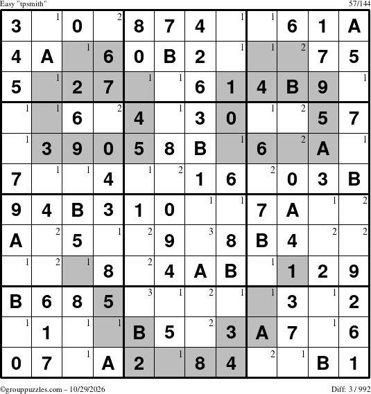 The grouppuzzles.com Easy tpsmith puzzle for Thursday October 29, 2026 with the first 3 steps marked