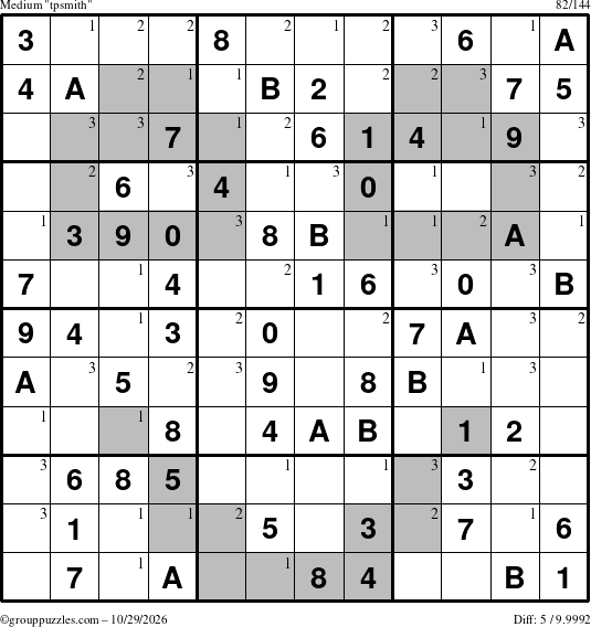 The grouppuzzles.com Medium tpsmith puzzle for Thursday October 29, 2026 with the first 3 steps marked