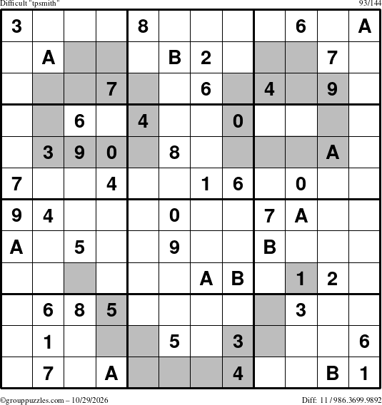 The grouppuzzles.com Difficult tpsmith puzzle for Thursday October 29, 2026