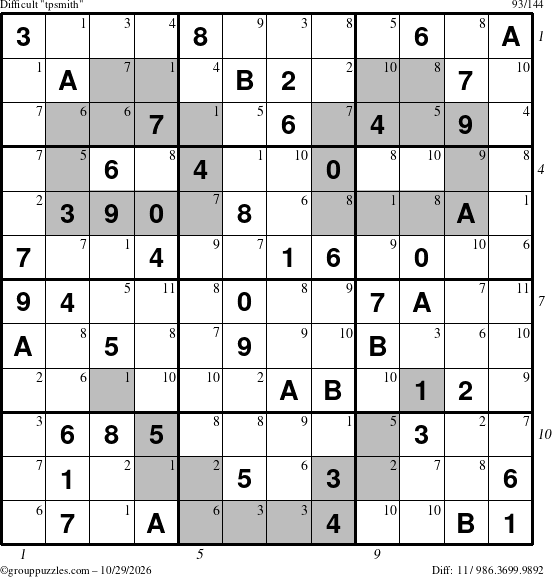 The grouppuzzles.com Difficult tpsmith puzzle for Thursday October 29, 2026, suitable for printing, with all 11 steps marked