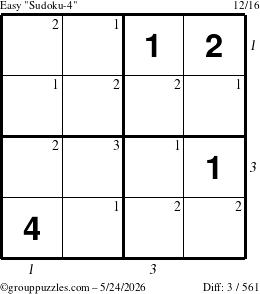 The grouppuzzles.com Easy Sudoku-4 puzzle for Sunday May 24, 2026 with all 3 steps marked