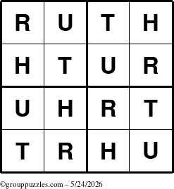 The grouppuzzles.com Answer grid for the Ruth puzzle for Sunday May 24, 2026