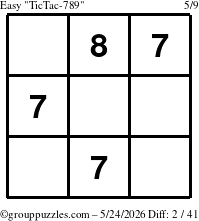 The grouppuzzles.com Easy TicTac-789 puzzle for Sunday May 24, 2026