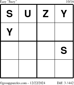 The grouppuzzles.com Easy Suzy puzzle for Sunday December 22, 2024