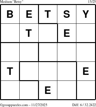The grouppuzzles.com Medium Betsy puzzle for Thursday November 27, 2025