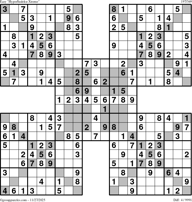The grouppuzzles.com Easy cover-HyperXtreme puzzle for Thursday November 27, 2025