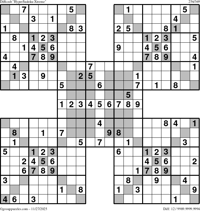 The grouppuzzles.com Difficult cover-HyperXtreme puzzle for Thursday November 27, 2025