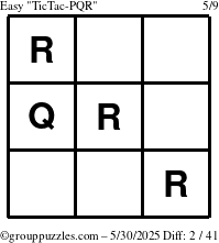 The grouppuzzles.com Easy TicTac-PQR puzzle for Friday May 30, 2025