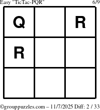 The grouppuzzles.com Easy TicTac-PQR puzzle for Friday November 7, 2025