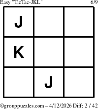 The grouppuzzles.com Easy TicTac-JKL puzzle for Sunday April 12, 2026