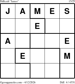 The grouppuzzles.com Difficult James puzzle for Sunday April 12, 2026