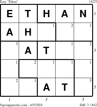 The grouppuzzles.com Easy Ethan puzzle for Wednesday June 5, 2024 with all 3 steps marked