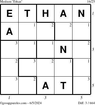 The grouppuzzles.com Medium Ethan puzzle for Wednesday June 5, 2024 with all 3 steps marked