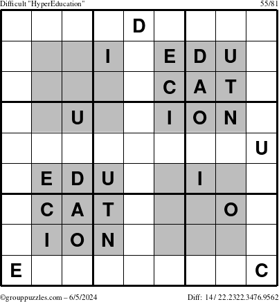 The grouppuzzles.com Difficult HyperEducation-i23 puzzle for Wednesday June 5, 2024