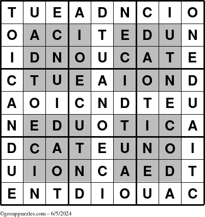 The grouppuzzles.com Answer grid for the HyperEducation-i23 puzzle for Wednesday June 5, 2024