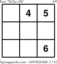 The grouppuzzles.com Easy TicTac-456 puzzle for Friday October 9, 2026