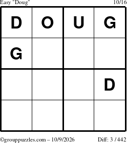 The grouppuzzles.com Easy Doug puzzle for Friday October 9, 2026