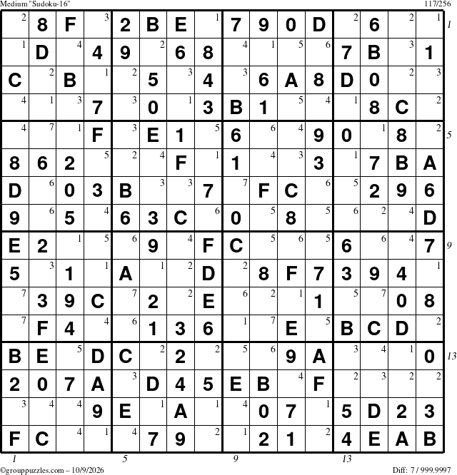 The grouppuzzles.com Medium Sudoku-16 puzzle for Friday October 9, 2026 with all 7 steps marked