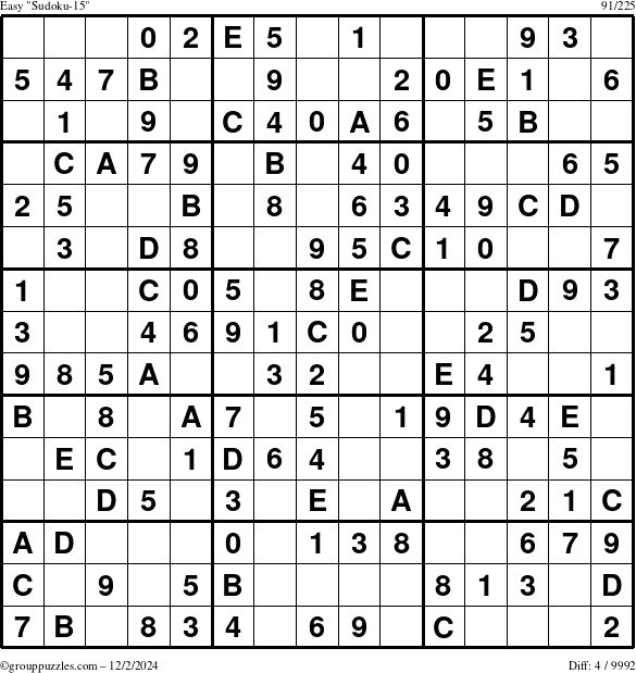 The grouppuzzles.com Easy Sudoku-15 puzzle for Monday December 2, 2024