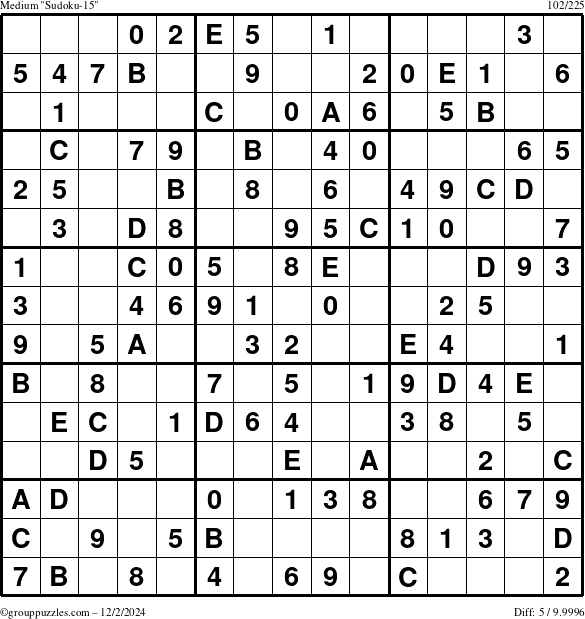 The grouppuzzles.com Medium Sudoku-15 puzzle for Monday December 2, 2024