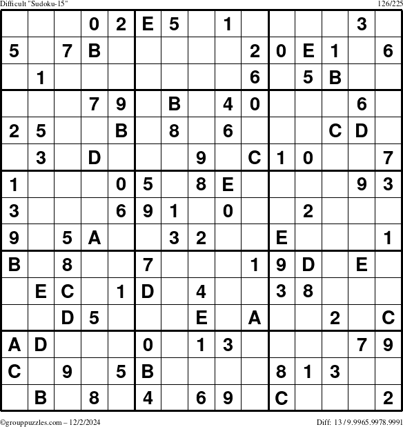 The grouppuzzles.com Difficult Sudoku-15 puzzle for Monday December 2, 2024