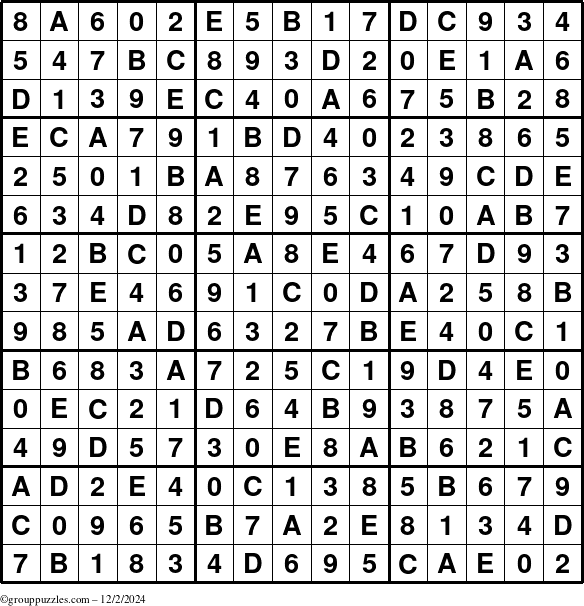 The grouppuzzles.com Answer grid for the Sudoku-15 puzzle for Monday December 2, 2024